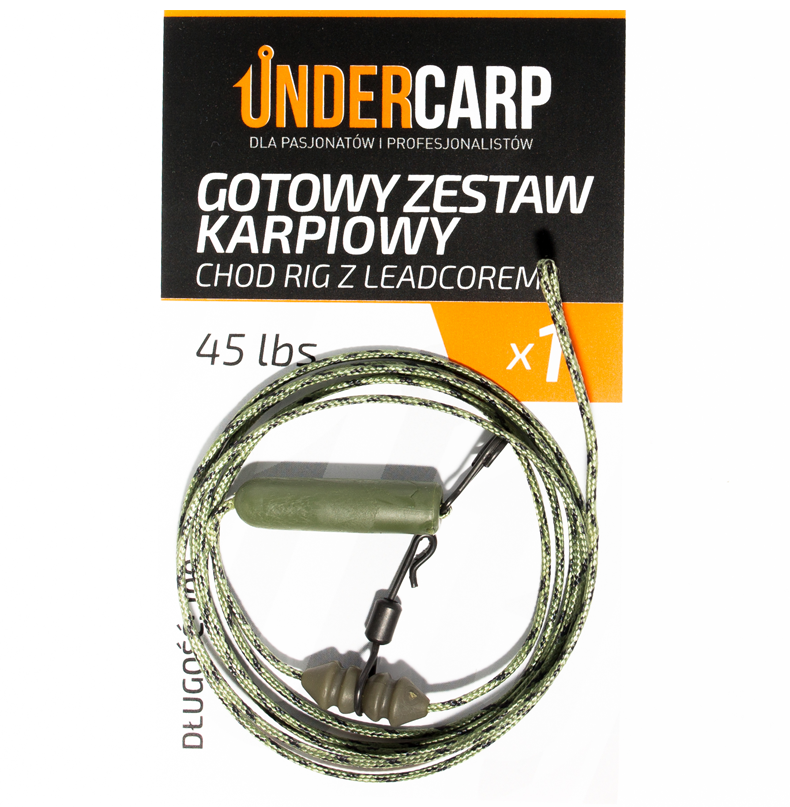 UnderCarp Gotowy zestaw karpiowy Chod Rig z leadcorem 45 lbs / 100 cm zielony