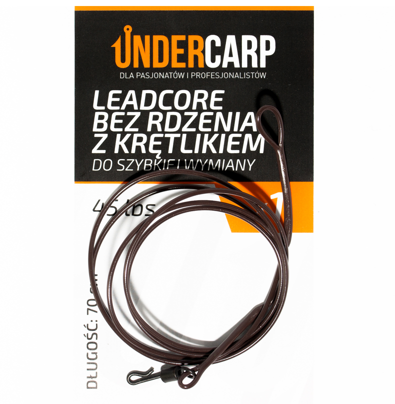 UnderCarp Leadcore bez rdzenia z krętlikiem do szybkiej wymiany 45 lbs / 70 cm – brązowy