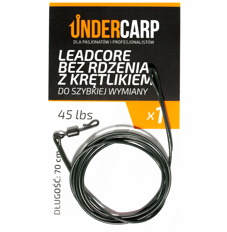 UnderCarp Leadcore bez rdzenia z krętlikiem do szybkiej wymiany 45 lbs / 70 cm – zielony
