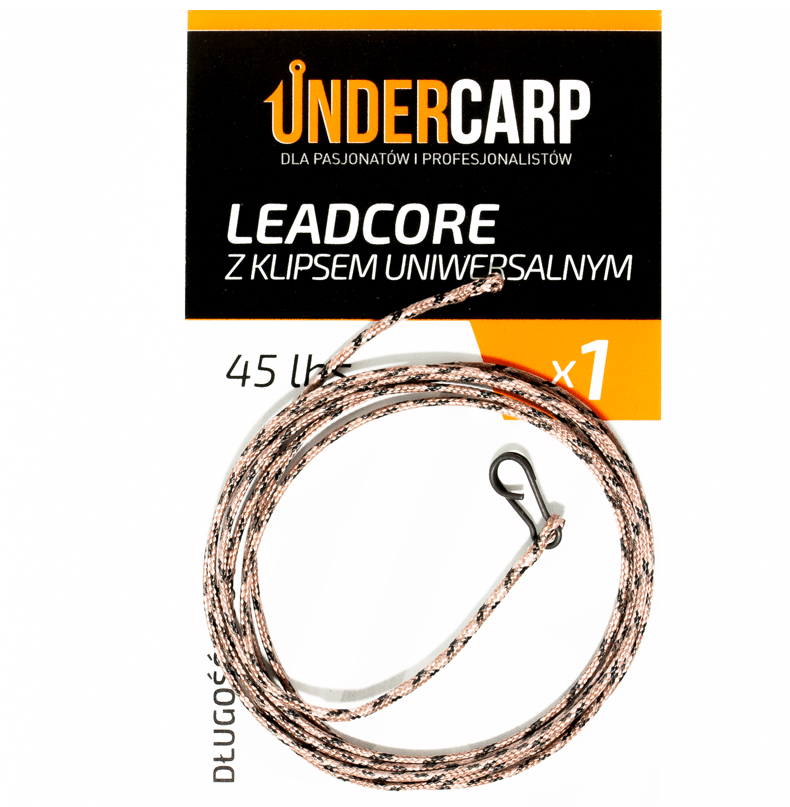 UnderCarp Leadcore z klipsem uniwersalnym 45 lbs / 100 cm brązowy
