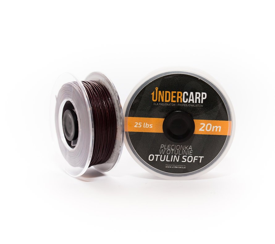 UnderCarp Plecionka przyponowa w otulinie 20 m/25 lbs OTULIN SOFT – brązowa