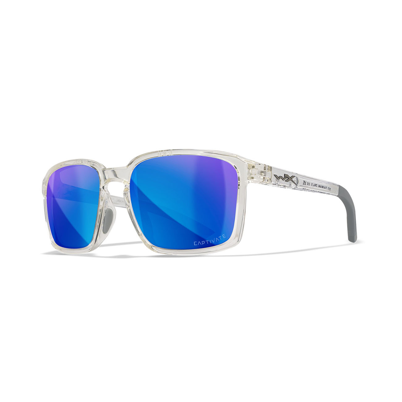 Wiley X – ALFA Captivate Polarized  Blue Mirror Smoke Grey Gloss Clear Crystal Frame