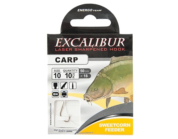 EXCALIBUR SNELLED HOOK CARP SWEETCORN FEEDER 10