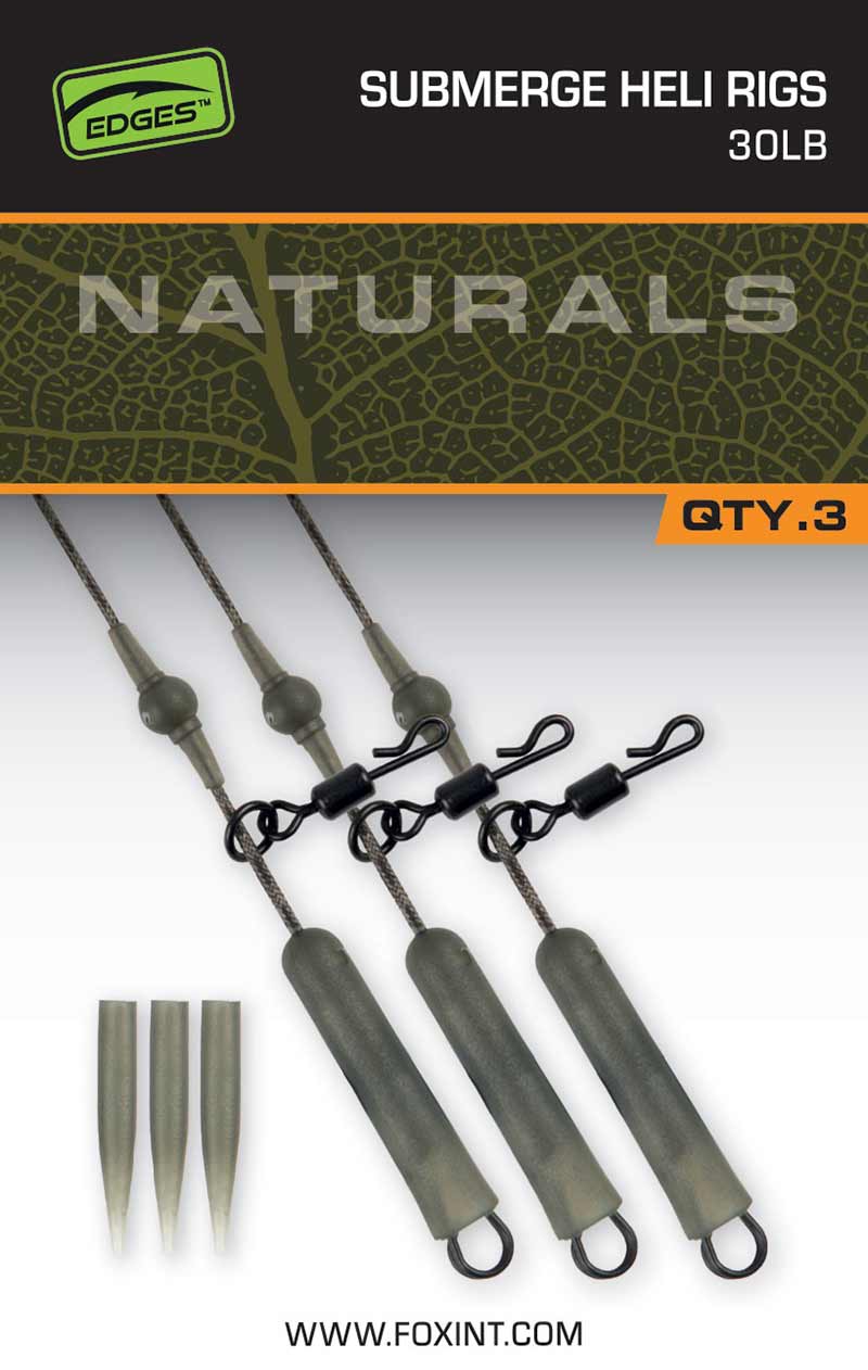 Fox EDGES™ Naturals Submerge Heli Rig Leaders – Naturals Submerged Heli rigs 40lb x 3 – CAC849