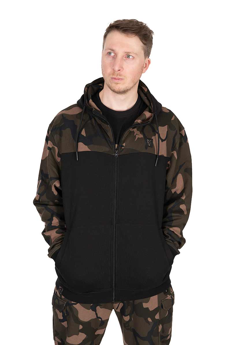 Fox LW Black/Camo Split Zip Hoody – LW BLack / Camo Split Zip Hoody XXL – CFX295