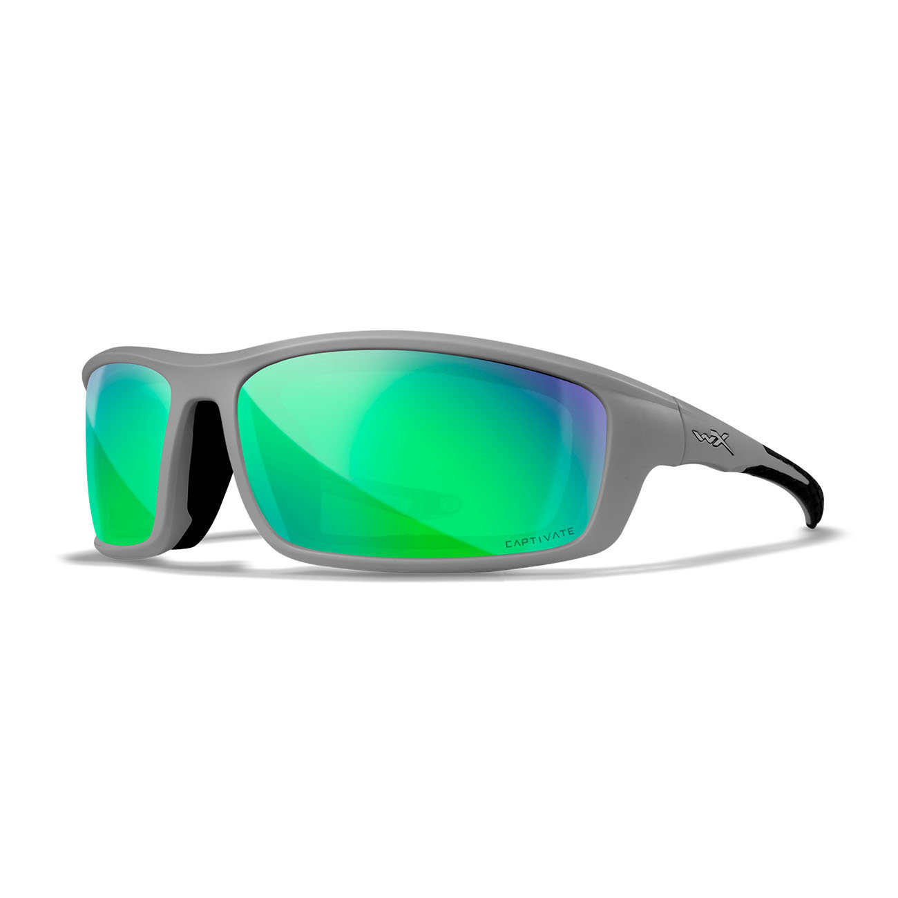 Wiley X – GRID Captivate Polarized Green Mirror Matte Cool Grey Frame