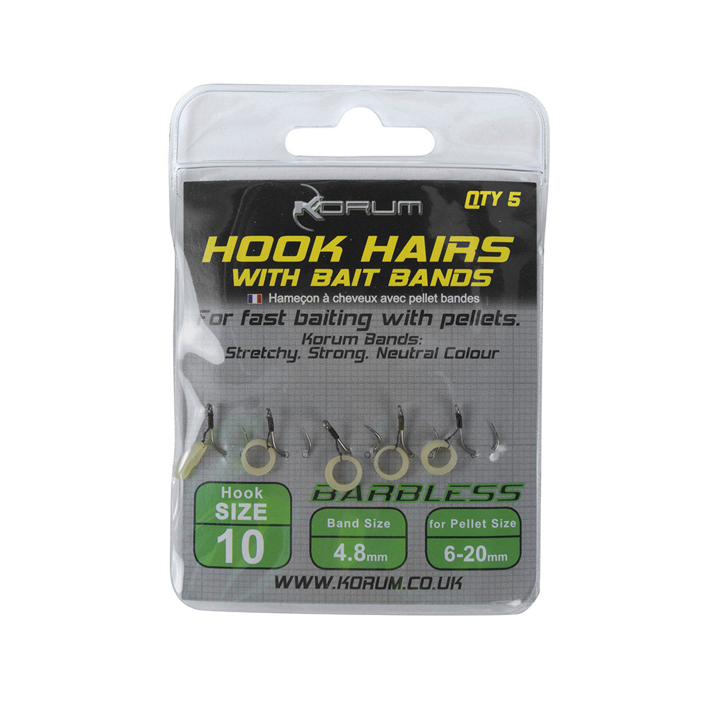 Korum Hook Hairs With Bait Bands Size 10 – KHHBB/10