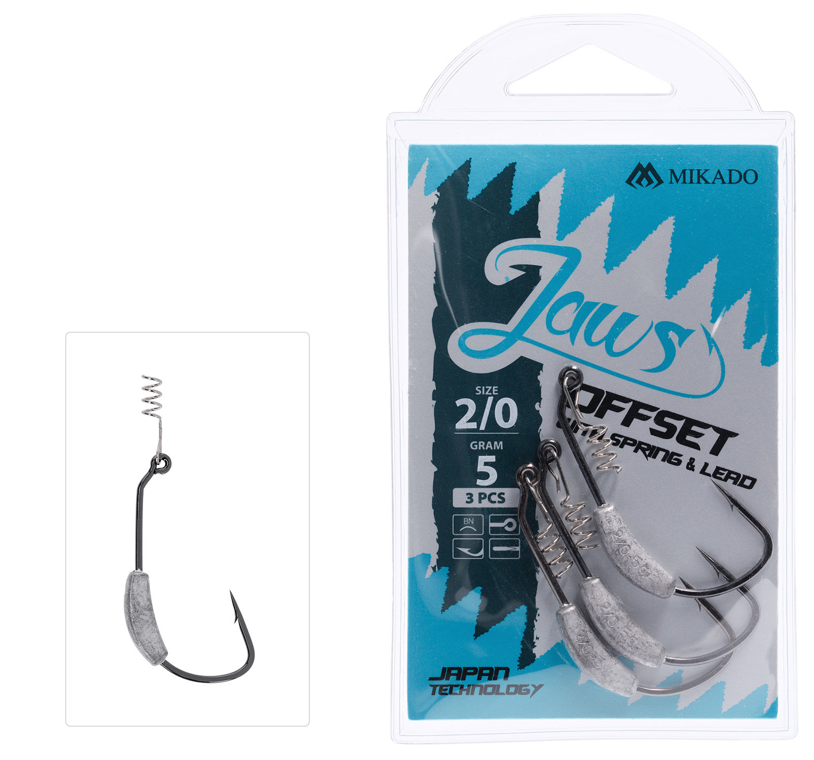 Mikado – HACZYK – JAWS OFFSET Z WKRĘTEM I OBCIĄŻENIEM 10g nr 4/0 – op.3szt.