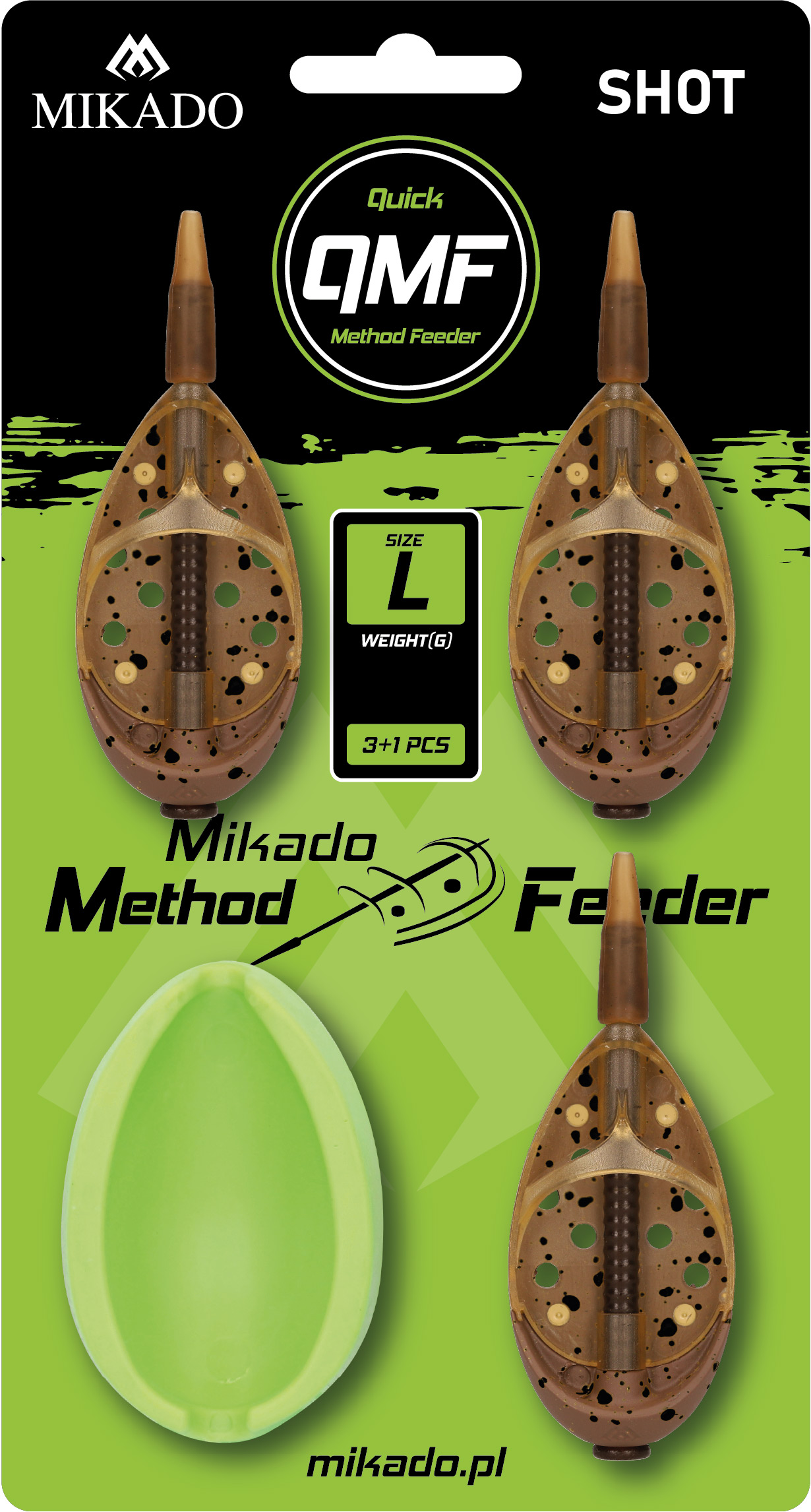 Mikado – KOSZYCZEK – METHOD FEEDER SHOT Q.M.F. SET L – 20+30+40g + FOREMKA – op.1kpl.