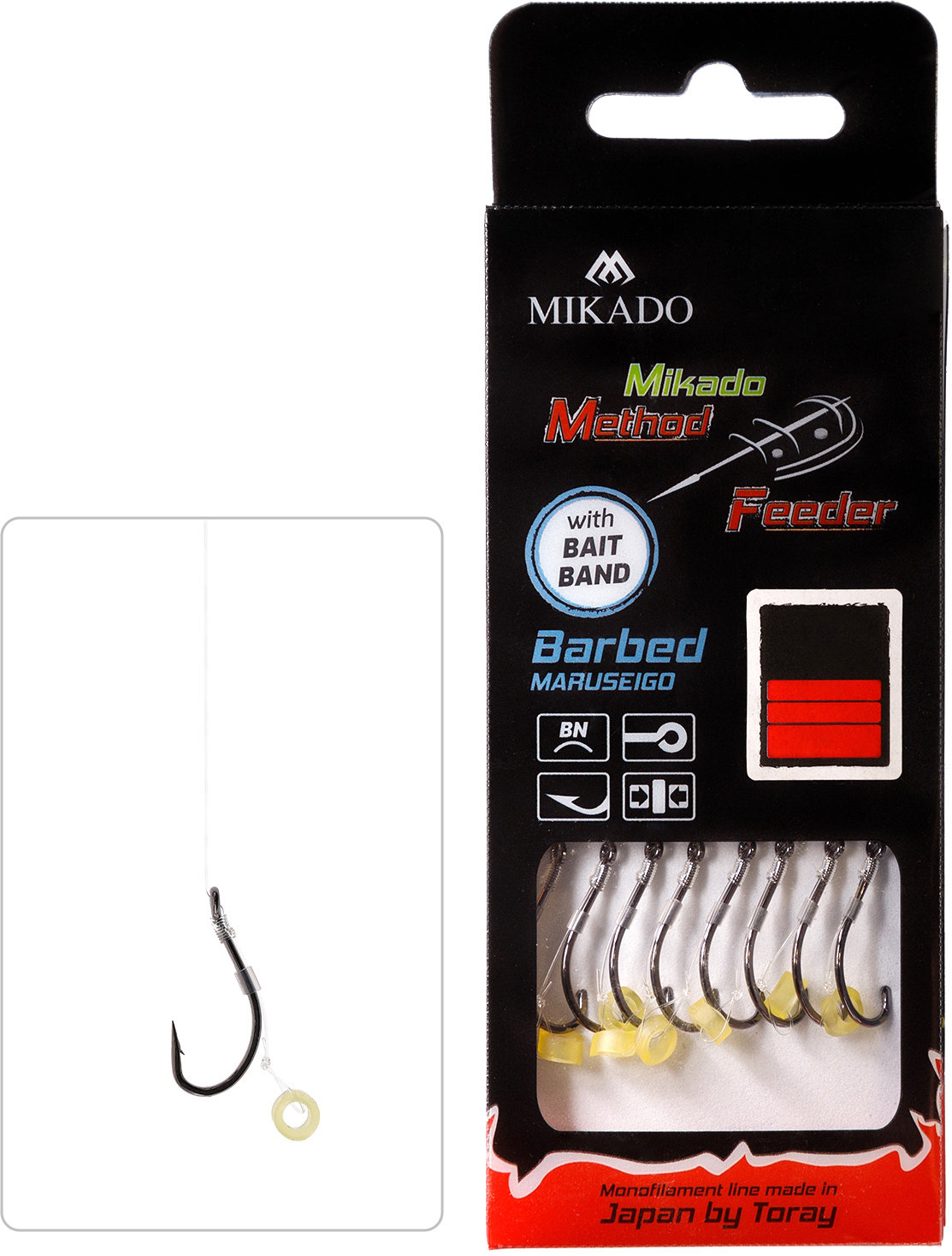 Mikado – PRZYPON MF – Z GUMKĄ – hak z zadziorem nr 10 / żyłka: 0.23mm/10cm – op.8szt.