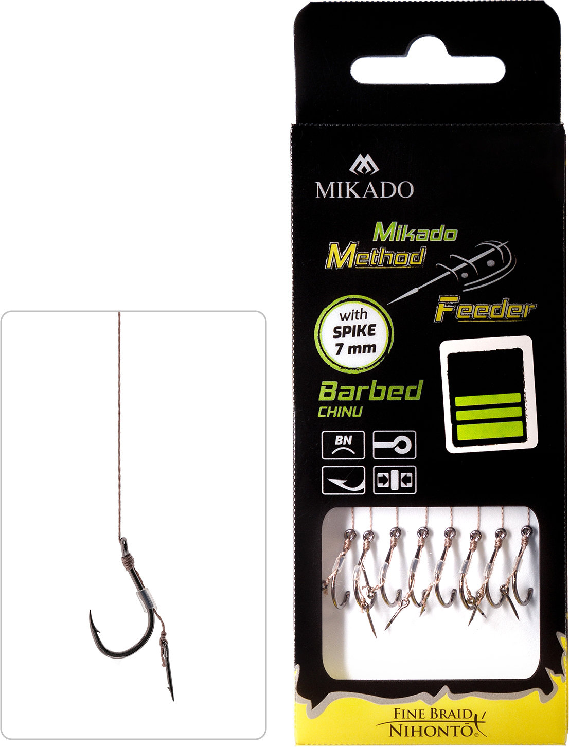 Mikado – PRZYPON MF – Z IGŁĄ – hak z zadziorem nr 10 / plecionka: 0.12mm/10cm – op.8szt.