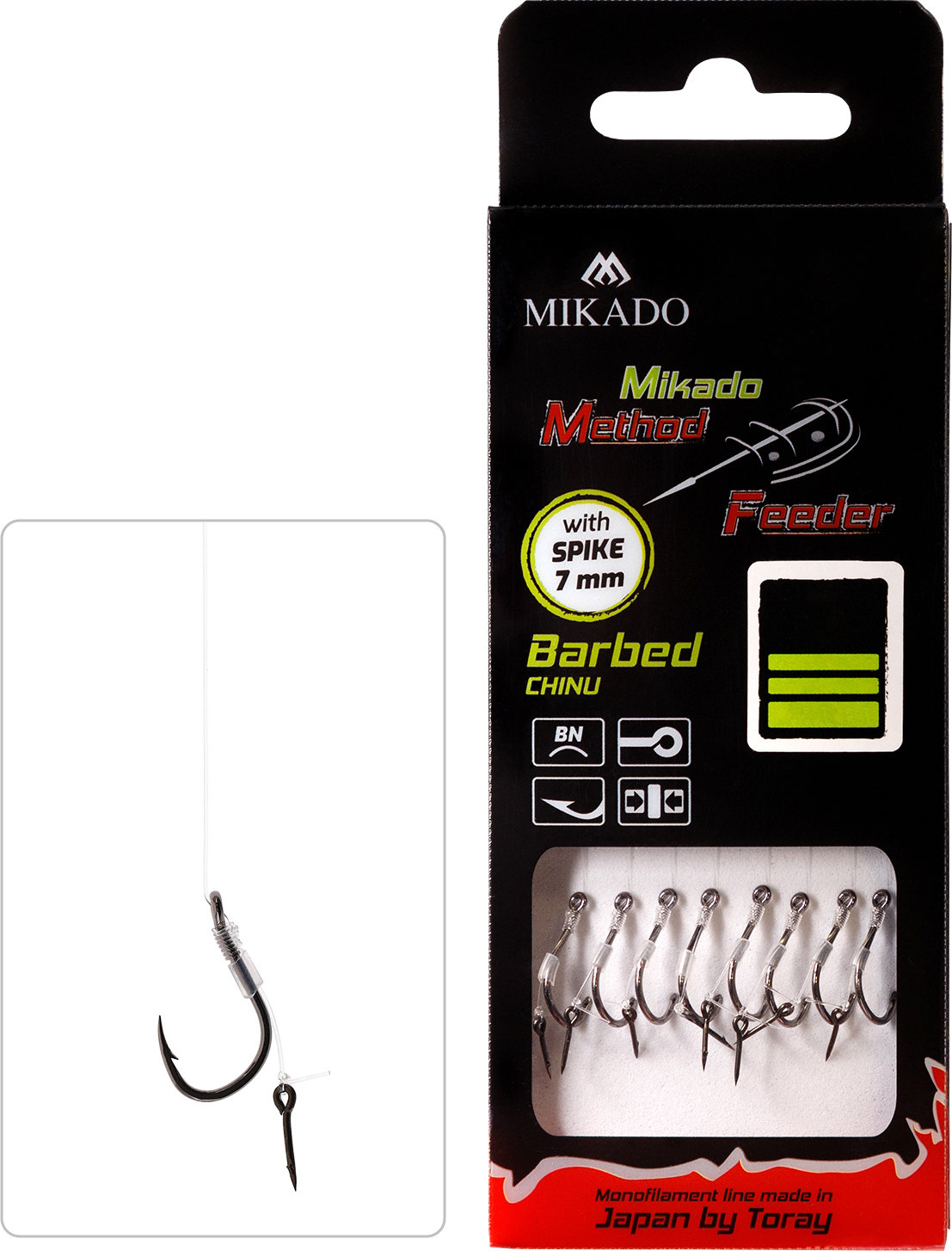 Mikado – PRZYPON MF – Z IGŁĄ – hak z zadziorem nr 10 / żyłka: 0.23mm/10cm – op.8szt.