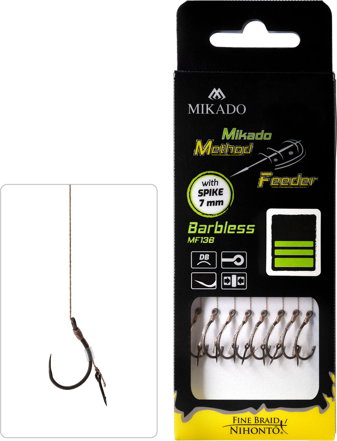 Mikado – PRZYPON MF – Z IGŁĄ – hak bez zadziora nr 10 / plecionka: 0.12mm/10cm – op.8szt.