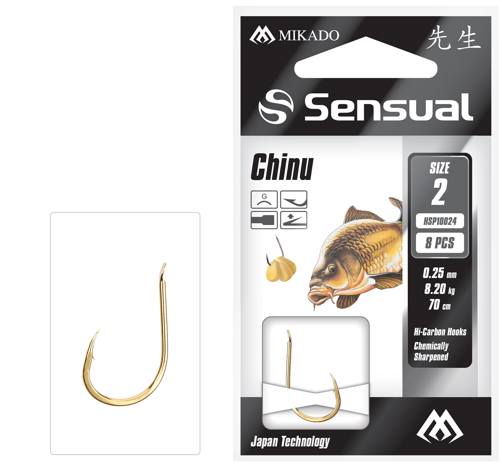 Mikado – PRZYPONY WIĄZANE – SENSUAL – CHINU nr 10 G / żyłka: 0.18mm/70cm – op.8szt.