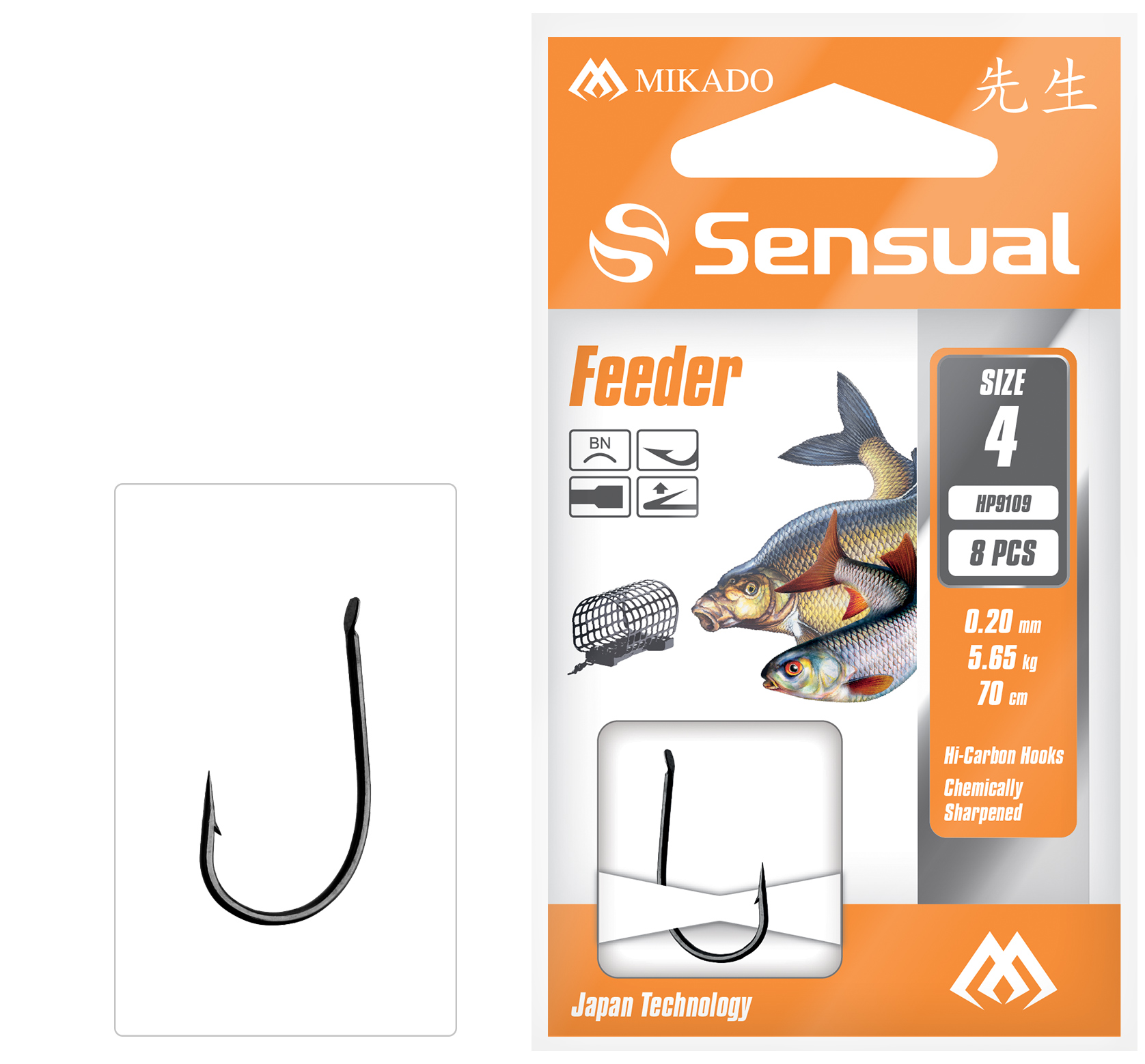 Mikado – PRZYPONY WIĄZANE – SENSUAL – FEEDER 9109 nr 10 BN / żyłka: 0.14mm/70cm – op.8szt.