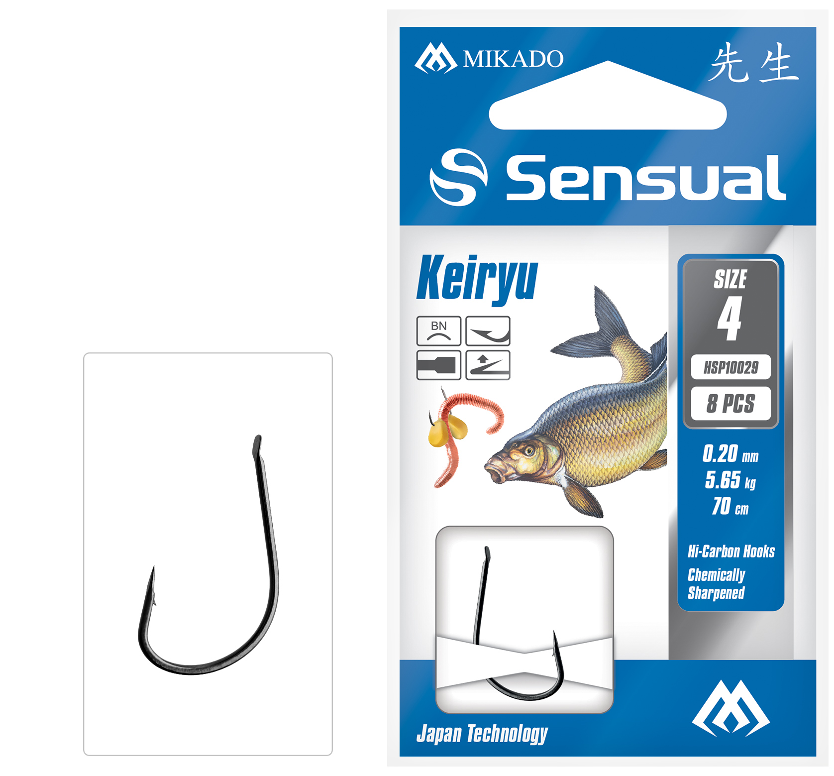 Mikado – PRZYPONY WIĄZANE – SENSUAL – KEIRYU nr 10 BN / żyłka: 0.14mm/70cm – op.8szt.