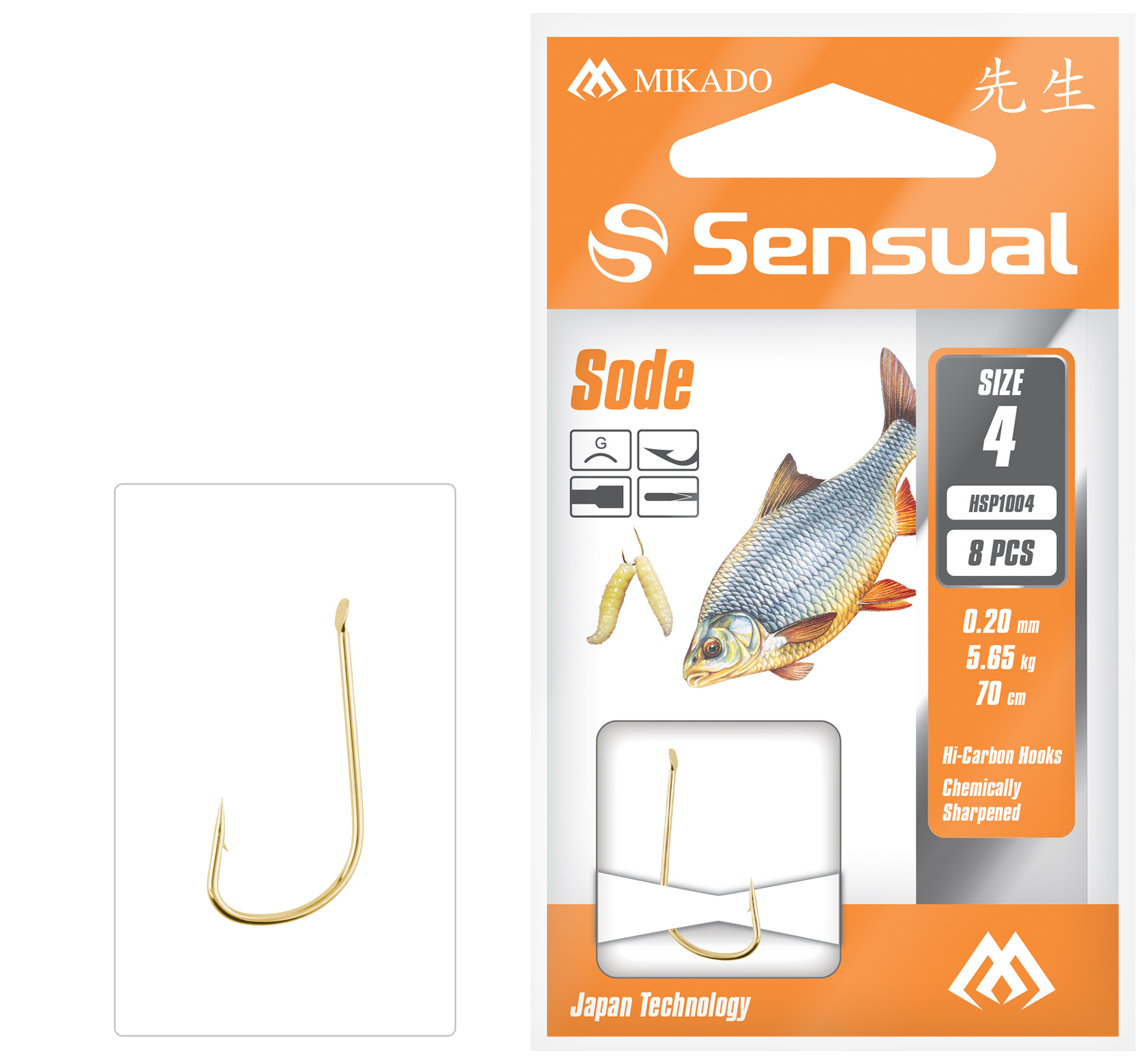 Mikado – PRZYPONY WIĄZANE – SENSUAL – SODE nr 10 G / żyłka: 0.14mm/70cm – op.8szt.