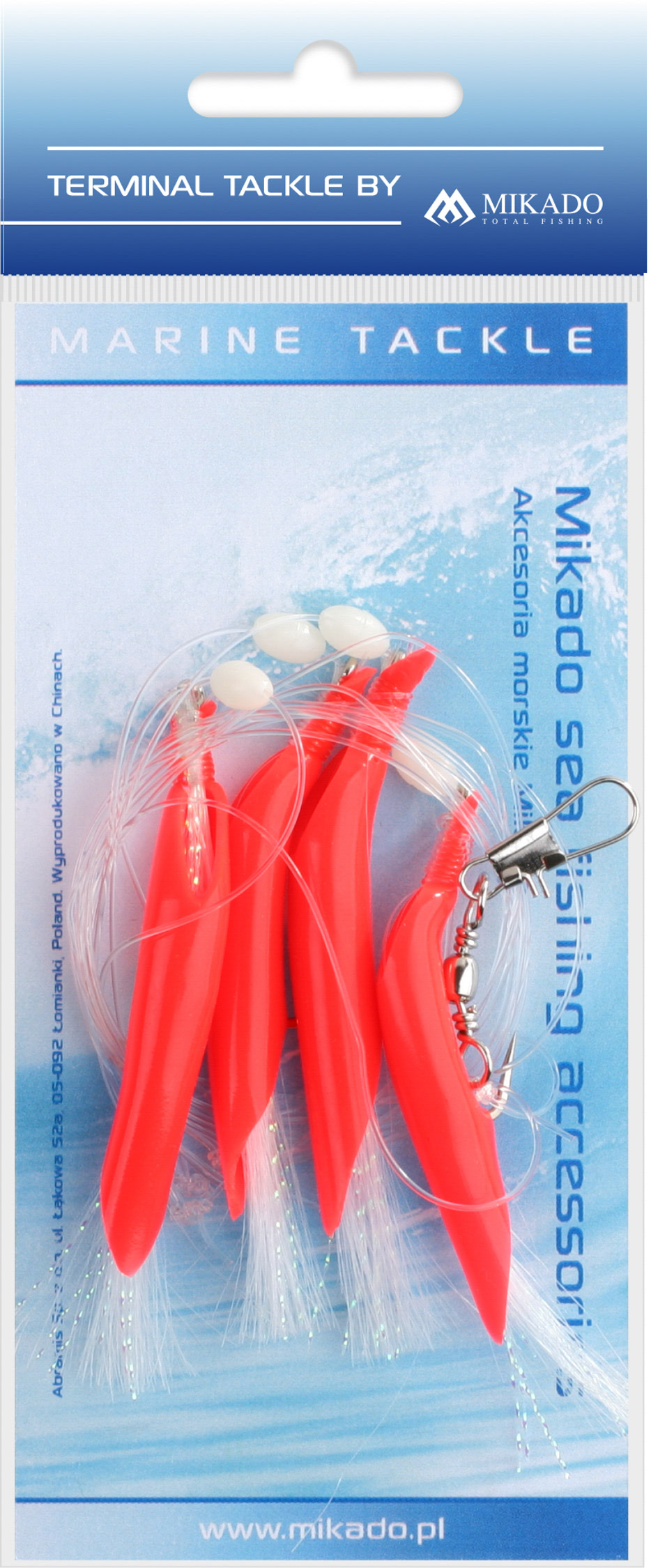 Mikado – ZESTAW MORSKI – HAIR TUBE RIG – hak nr 1/0 – CZERWONO BIAŁY – op.1kpl.