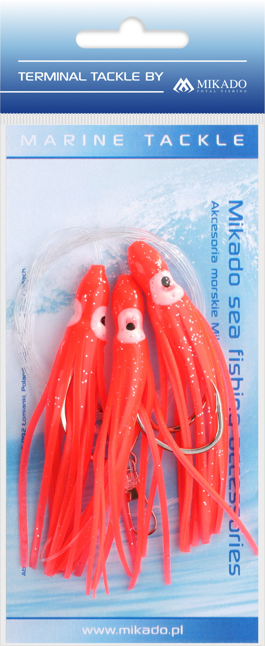 Mikado – ZESTAW MORSKI – OCTOPUS RIG 10cm – hak: 3×7/0 – CZERWONY – op.1kpl.