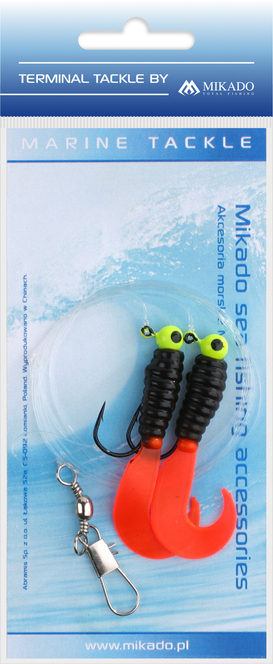 Mikado – ZESTAW MORSKI – PILK TWIST JIGHEAD RIG 7.5cm-2x3g – CZARNO CZERWONY – op.1kpl.