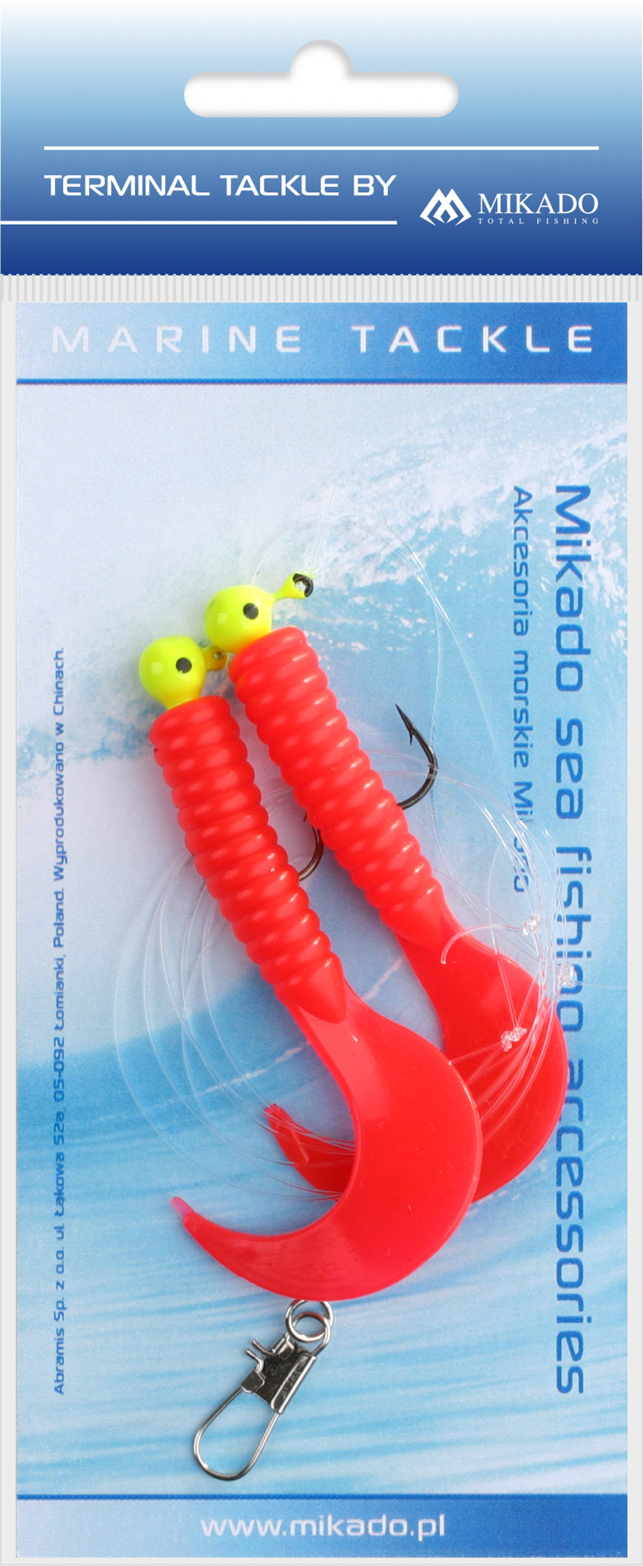 Mikado – ZESTAW MORSKI – PILK TWIST JIGHEAD RIG 7.5cm-2x3g – CZERWONY – op.1kpl.