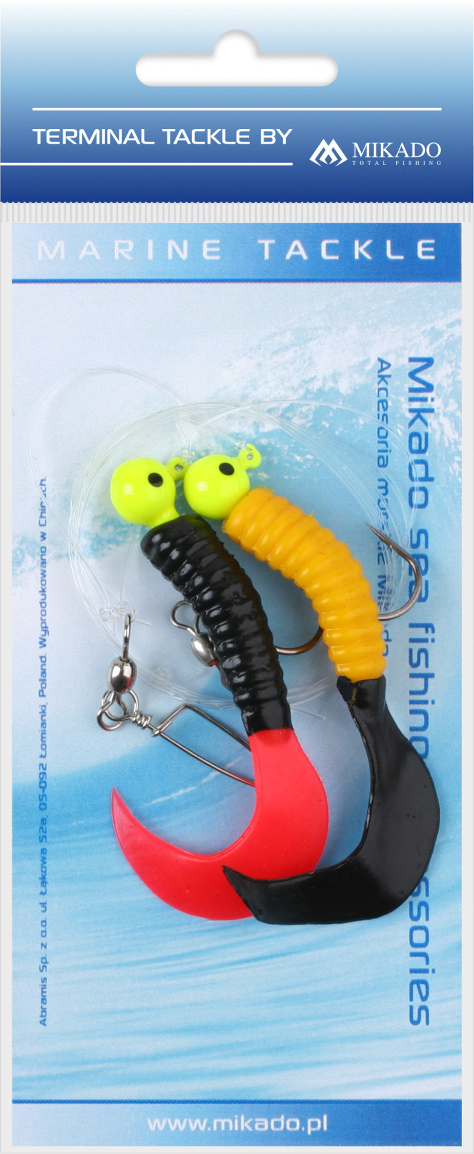 Mikado – ZESTAW MORSKI – PILK TWIST JIGHEAD RIG 7.5cm-2x6g – ŻÓŁTO CZERWONO CZARNY – op.1kpl.