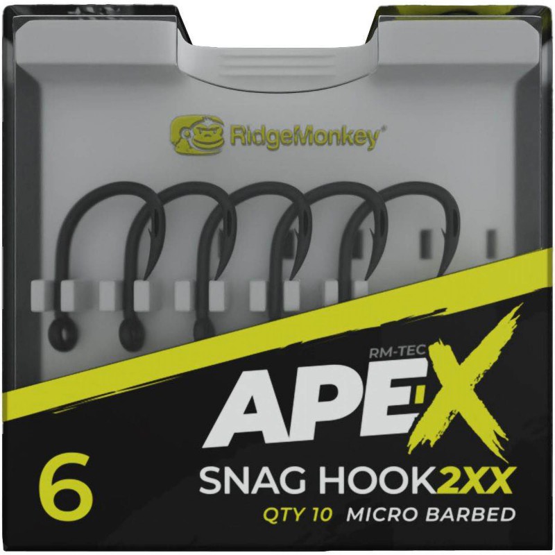 Ridge Monkey – Ape-X Snag Hook 2XX Barbed Size 2 – Single Item (RMT363)