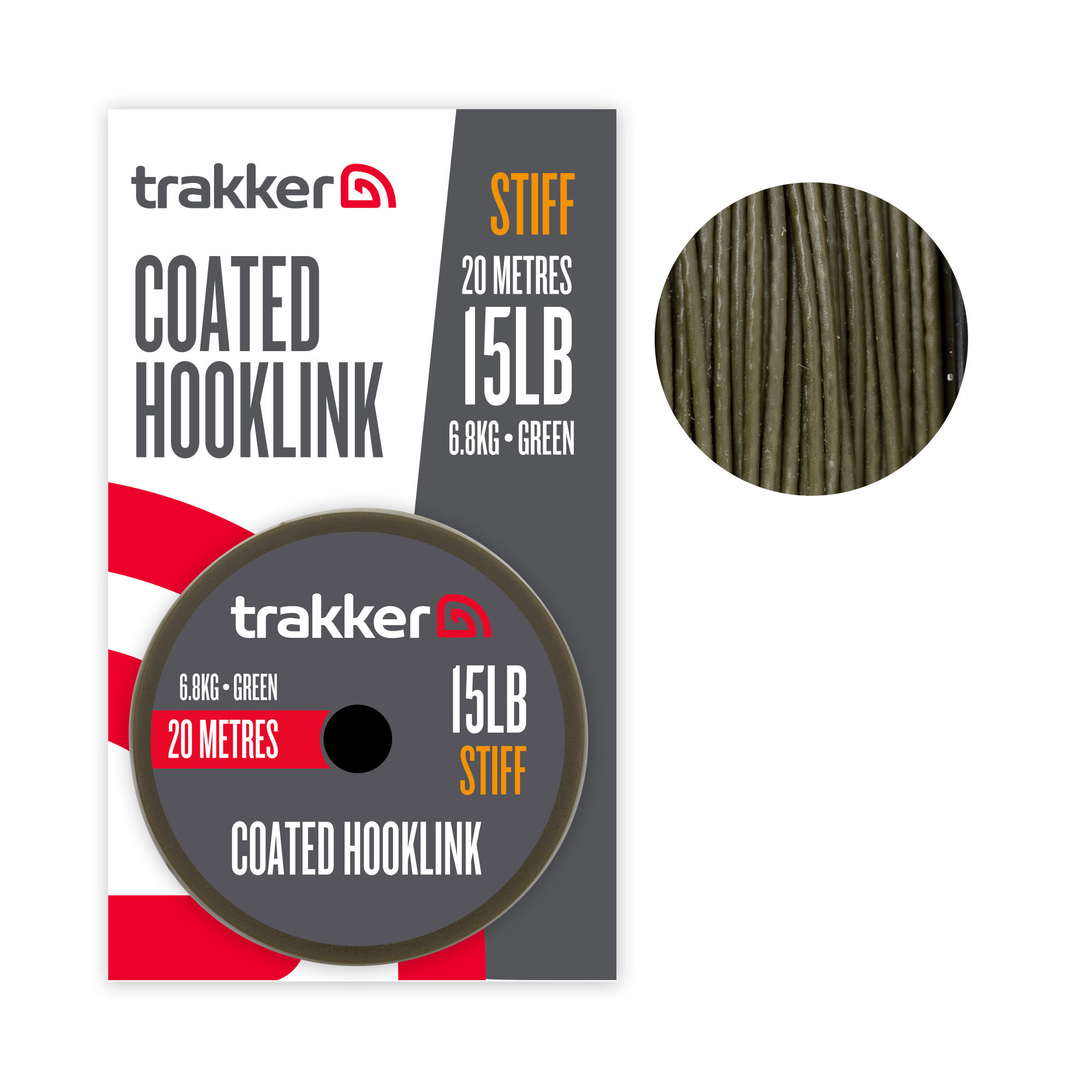 Trakker – Stiff Coated Hooklink (15lb)(6.8kg)(20m)