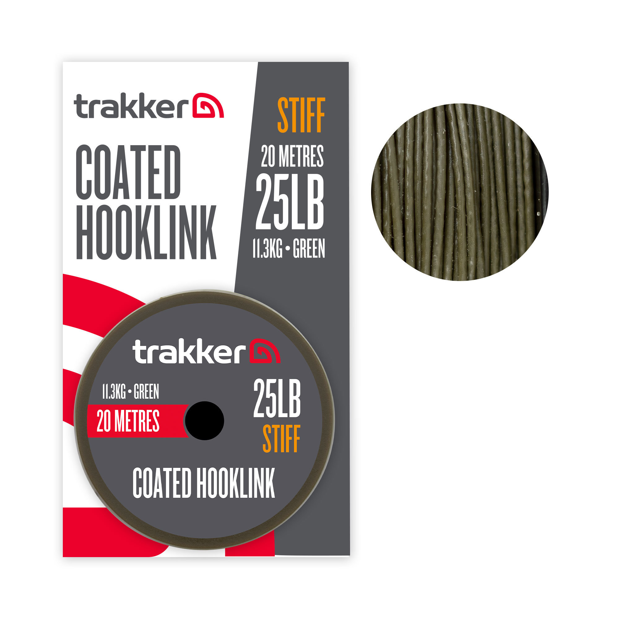 Trakker – Stiff Coated Hooklink (25lb)(11.3kg)(20m)