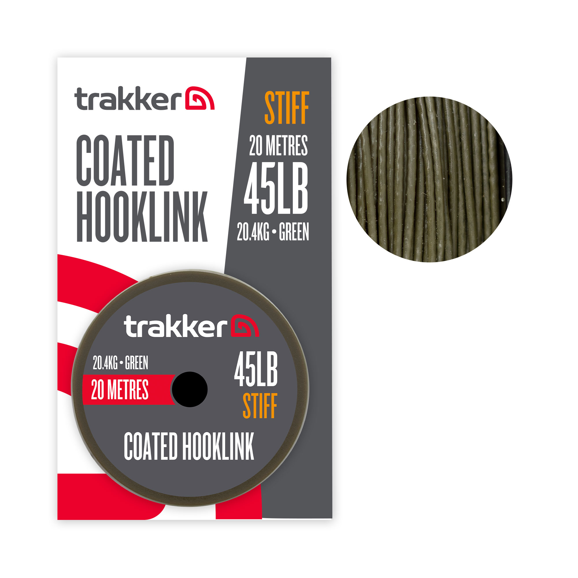 Trakker – Stiff Coated Hooklink (45lb)(20.4kg)(20m)