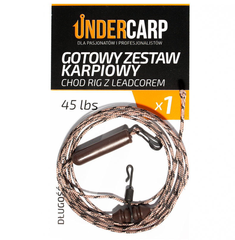 UnderCarp Gotowy zestaw karpiowy Chod Rig z leadcorem 45 lbs / 100 cm brązowy