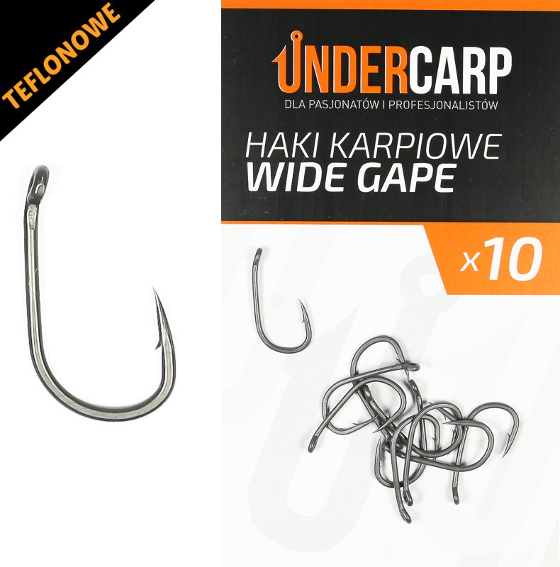 UnderCarp Teflonowe haki karpiowe WIDE GAPE – 10