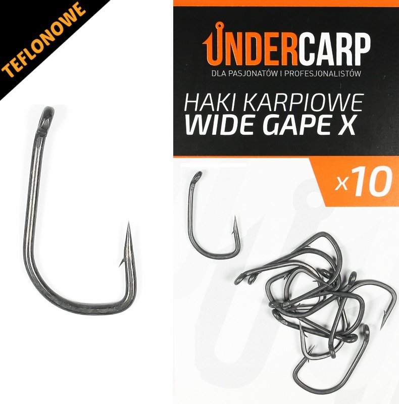 UnderCarp Teflonowe haki karpiowe WIDE GAPE X – 6