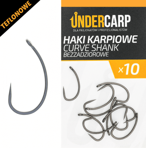 UnderCarp Teflonowe haki karpiowe CURVE SHANK bezzadziorowe – 6