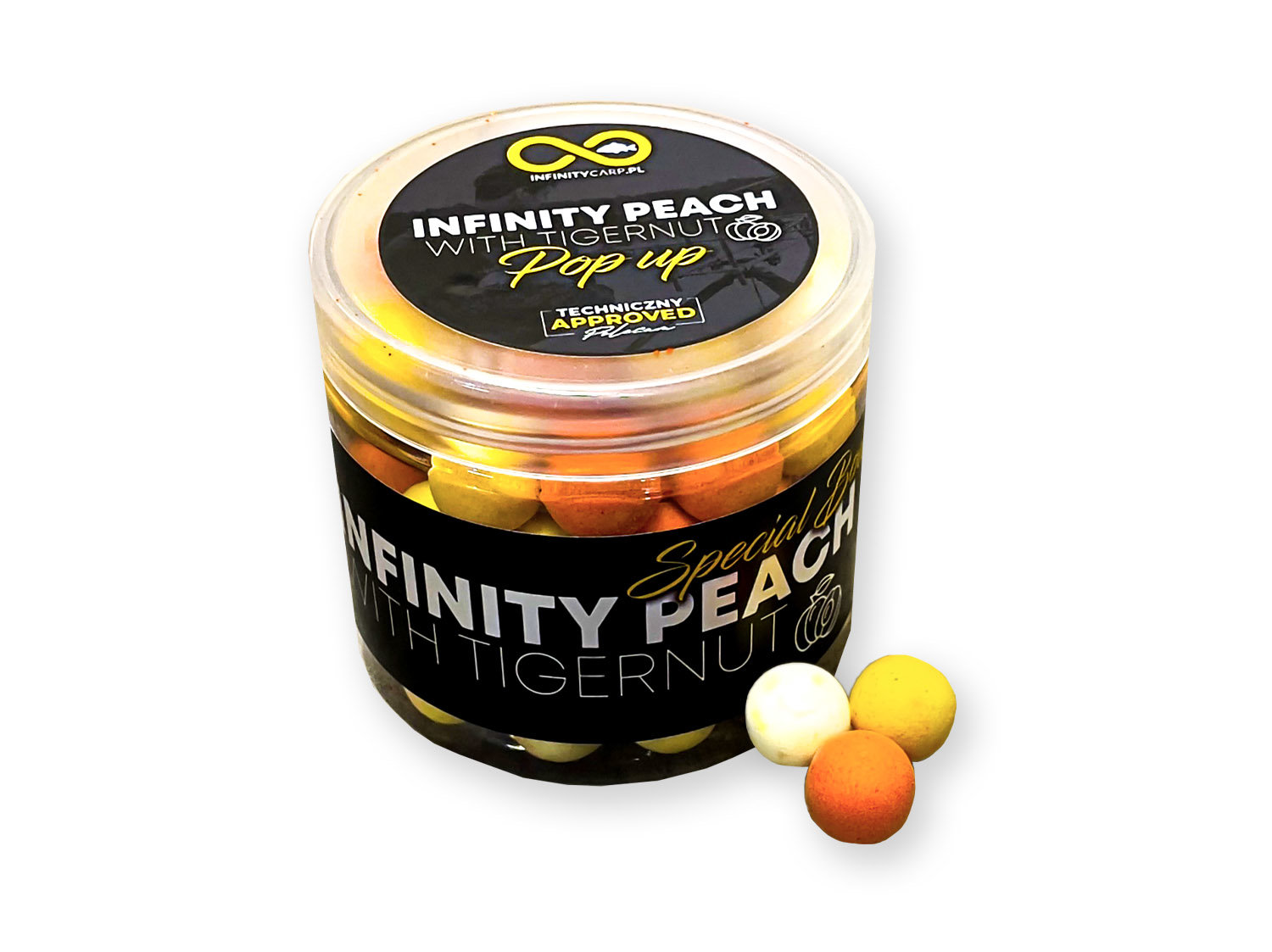 INFINITY BAITS – Peach with Tigernut Pop-Up 14mm – POP-UP TRICOLOR