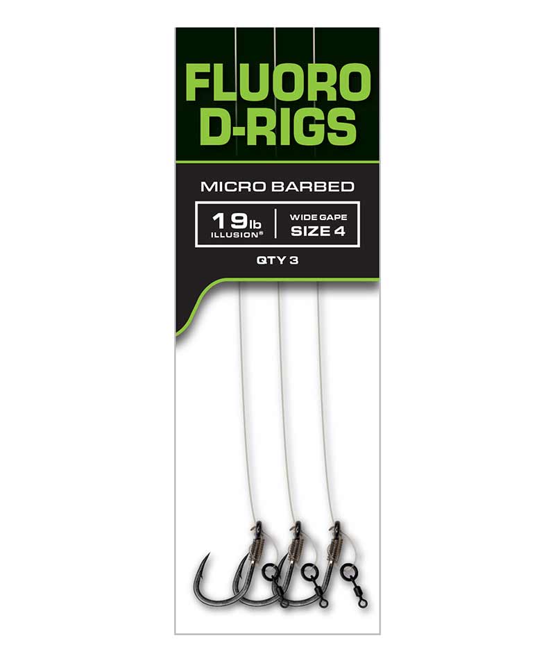 Fox EDGES™ Illusion Fluoro D Rigs – Carp Ready Rigs – Fluoro D-Rig – 4 (x3) – CCR204