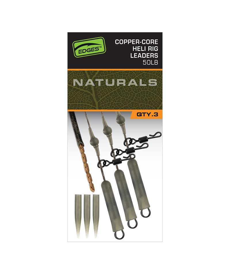 Fox EDGES™ Naturals Copper Core Heli Leaders – Edges Naturals Copper-Core Heli Rig Leaders x3 – CAC904