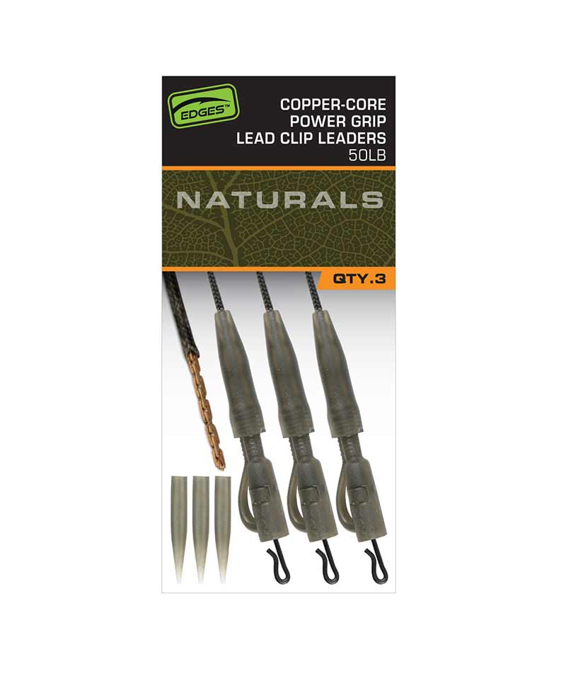 Fox EDGES™ Naturals Copper Core Lead Clip Leaders – Edges Naturals Copper-Core Power Grip Lead Clip Leaders x3 – CAC903