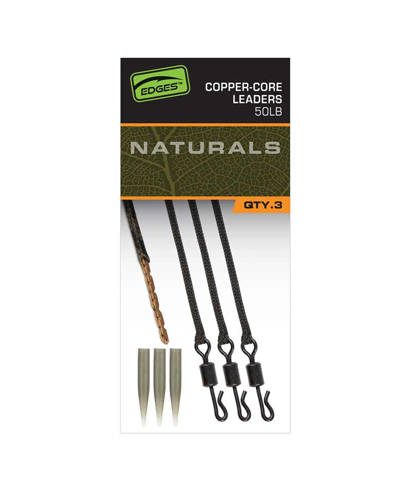 Fox EDGES™ Naturals Copper Core Leaders – Edges Naturals Copper-Core Leaders x3 – CAC905