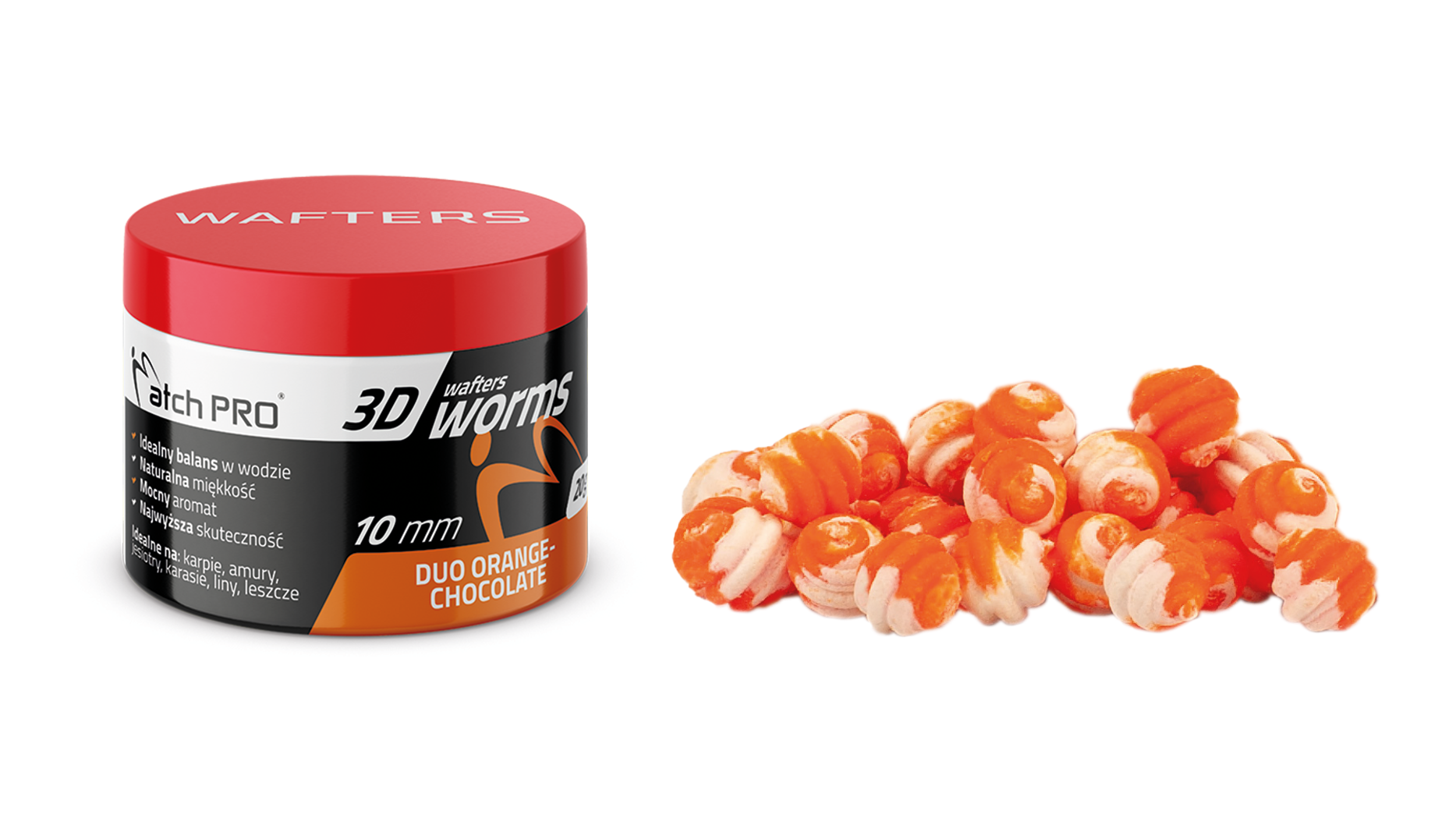 3D WORMS WAFTERS DUO ORANGE-CHOCOLATE 10mm 20g MatchPro