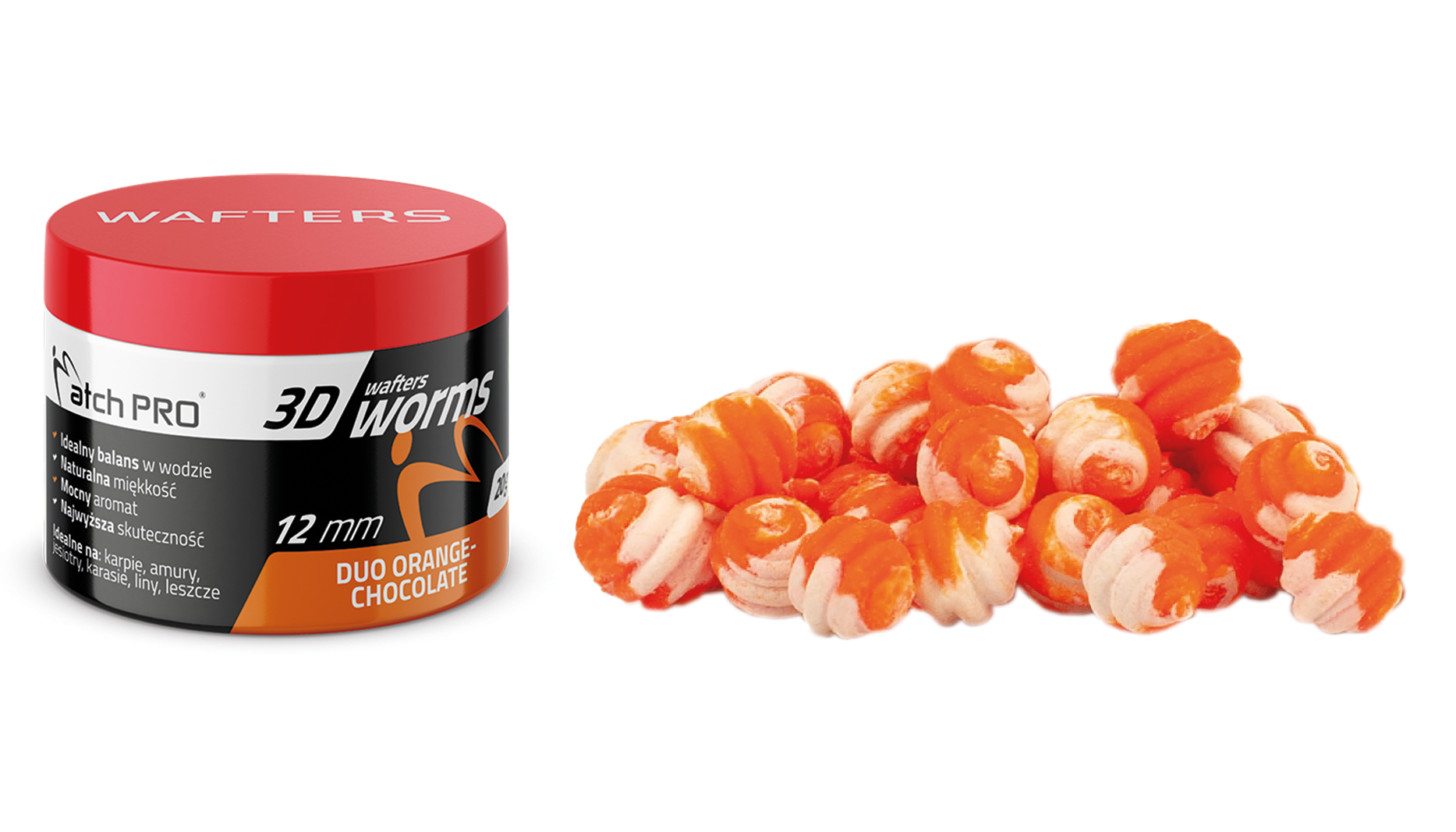 3D WORMS WAFTERS DUO ORANGE-CHOCOLATE 12mm 20g MatchPro