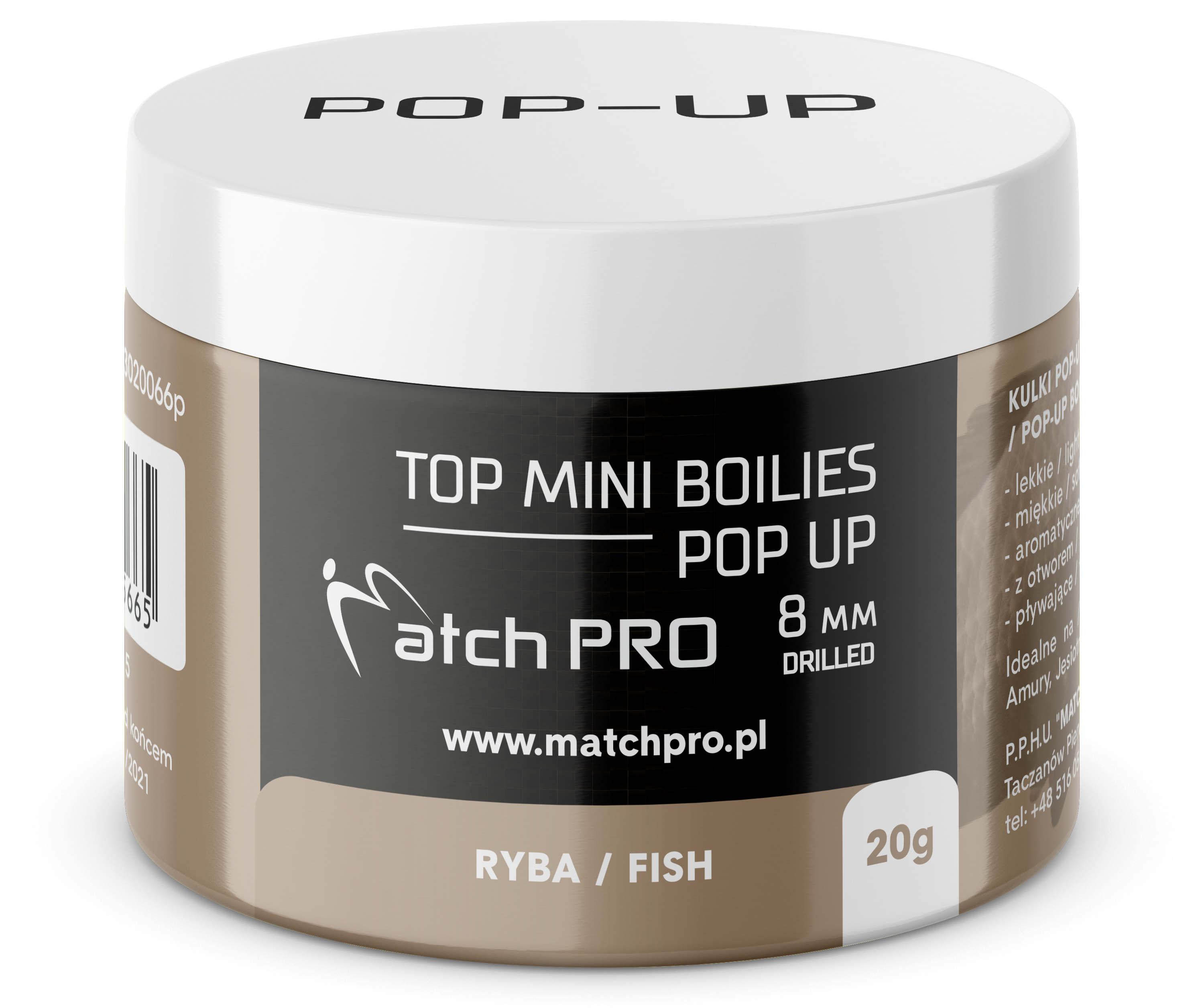 TOP BOILIES Kulki POP UP FISH 8mm / 20g MatchPro