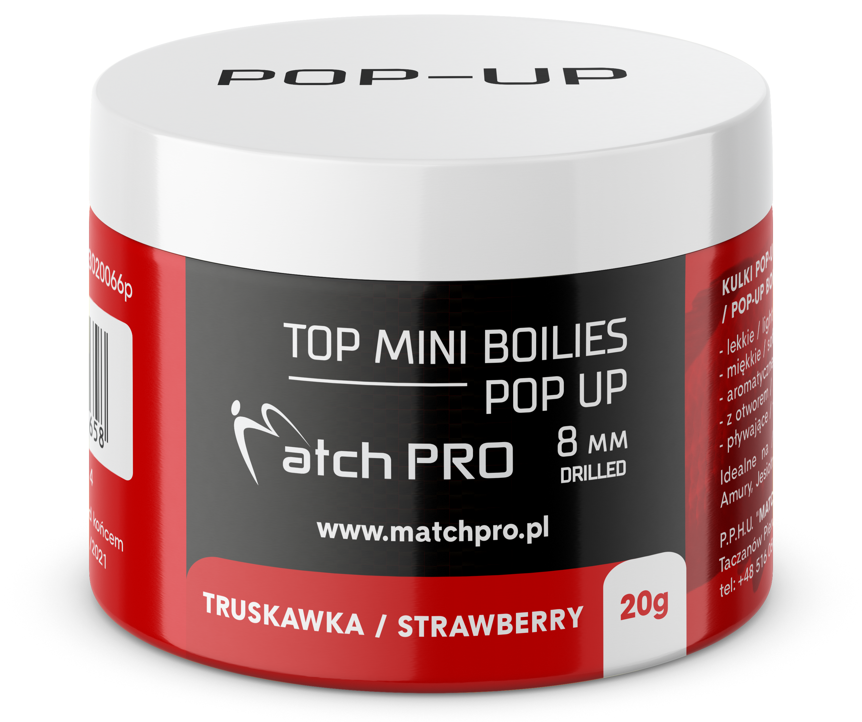 TOP BOILIES Kulki POP UP STRAWBERRY 8/20g MatchPro