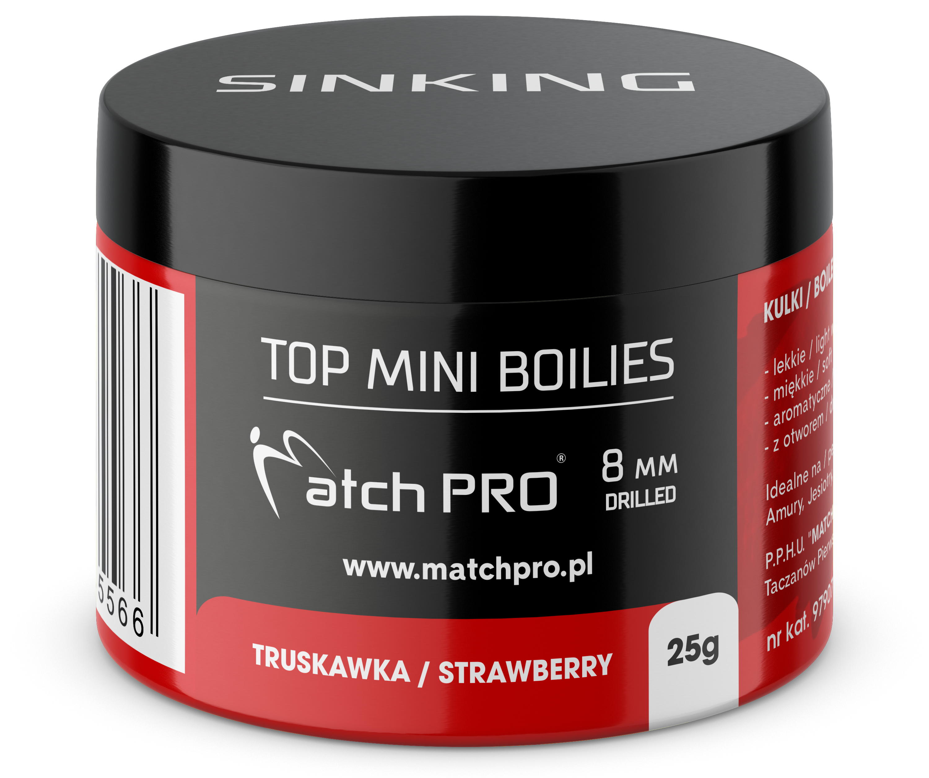 TOP BOILIES Kulki STRAWBERRY 8mm / 25g MatchPro