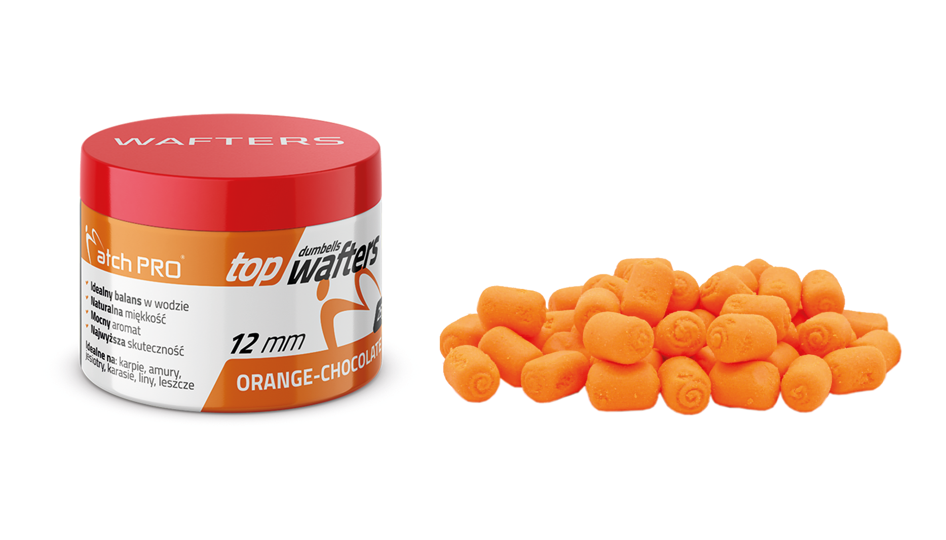 TOP DUMBELLS WAFTERS ORANGE-CHOCOLATE 12mm 25g MatchPro