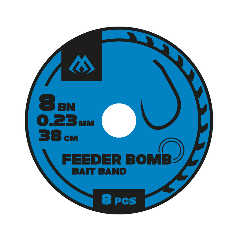 Mikado – PRZYPON FEEDER BOMB – Z GUMKĄ – hak bez zadziora nr 10 / żyłka: 0.20mm/38cm – op.8szt.