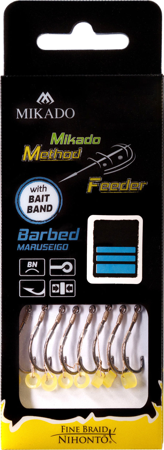 Mikado-PRZYPON-METHOD-FEEDER-Z-GUMKx104-hak-z-zadziorem-nr-10-plecionka-0.12mm10cm-op.8szt-2