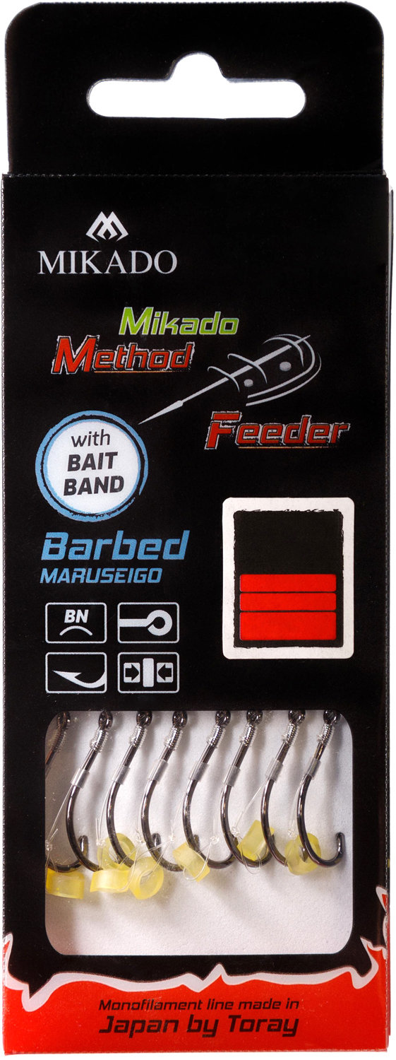 Mikado-PRZYPON-METHOD-FEEDER-Z-GUMKx104-hak-z-zadziorem-nr-4-x17Cyx142ka-0.28mm10cm-op.8szt-2