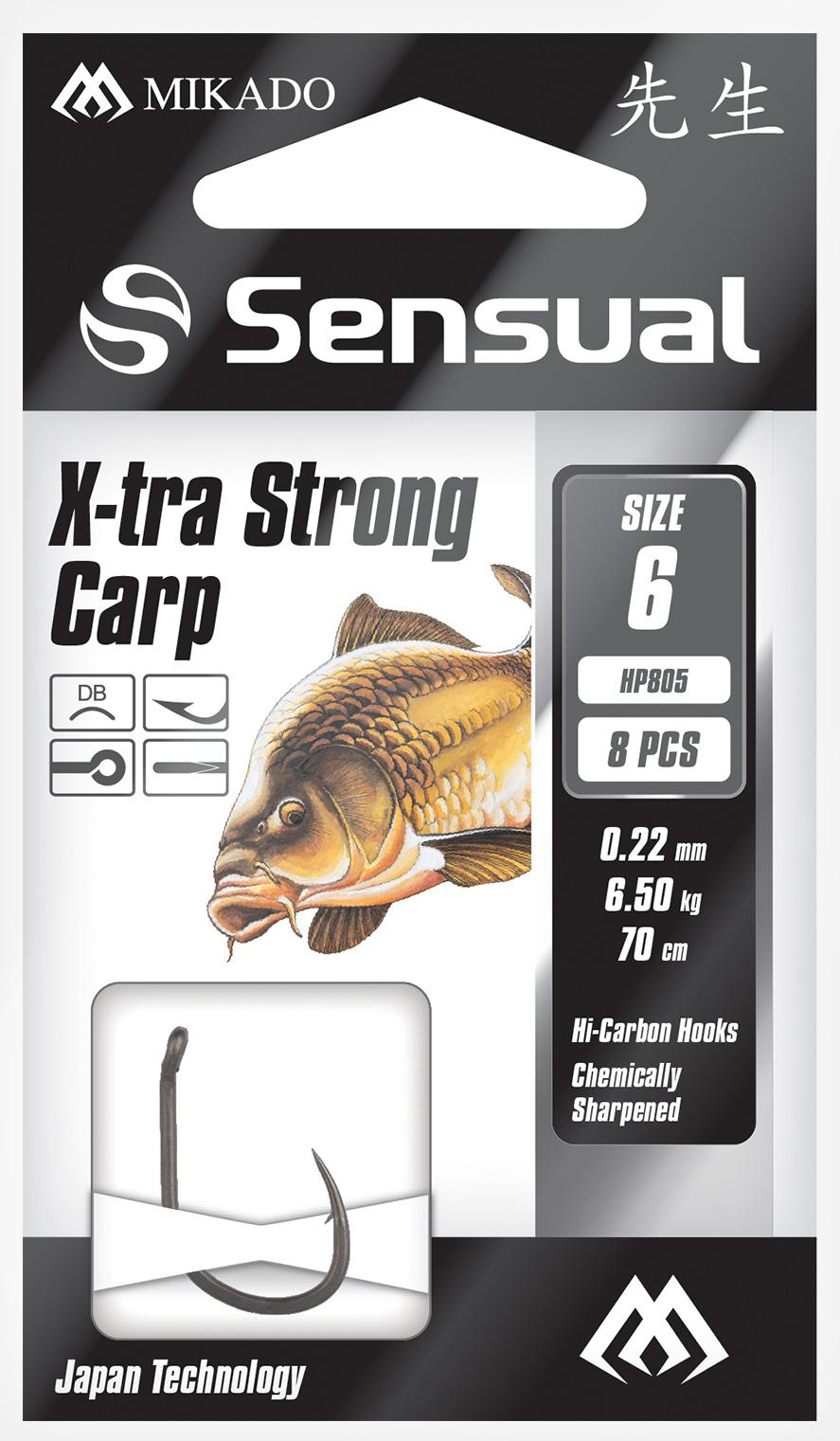 Mikado-PRZYPONY-WIAZANE-SENSUAL-X-TRA-STRONG-CARP-nr-10-DB-zylka-0.18mm70cm-op.8szt-2