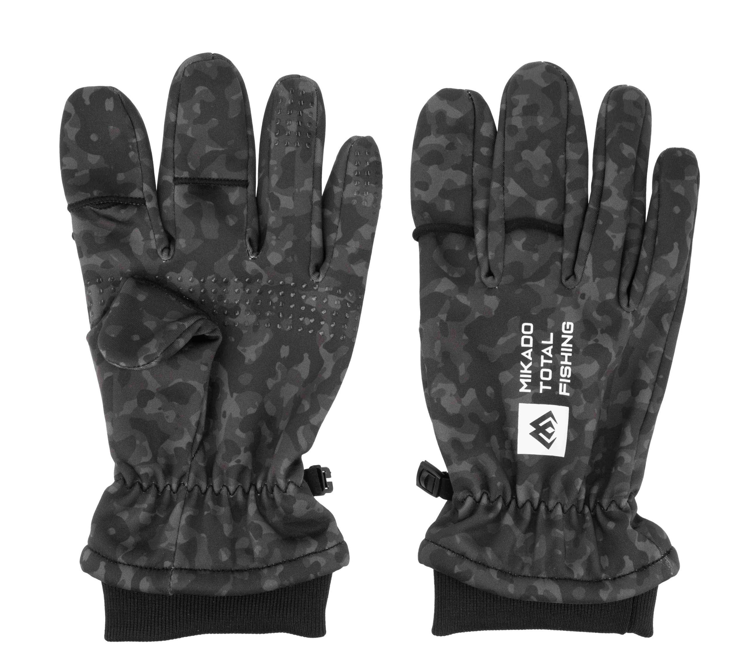 Mikado – RĘKAWICZKI – SOFTSHELL BLACK CAMO size L – 1 set.